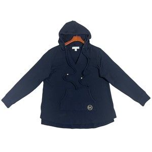 Michael Kors Sweater Hoodie Womens Plus Size 1X Black Studded Logo Waist Pockets